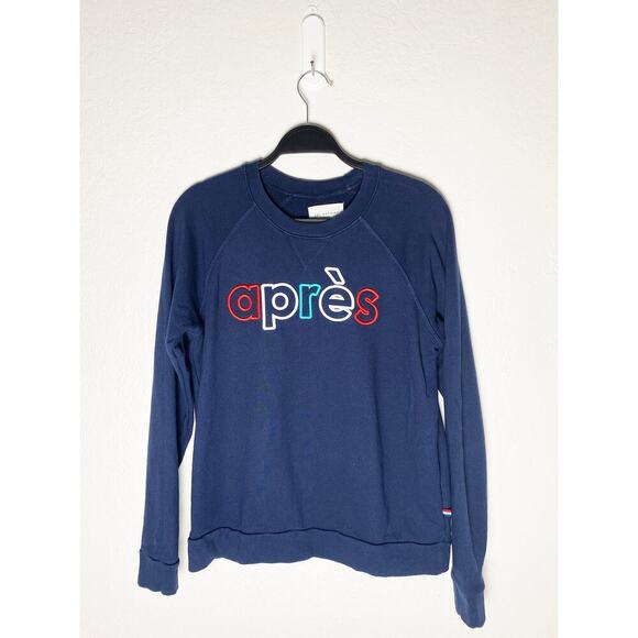 Sol Angeles Women's Embroidered Apres Navy Blue Sweatshirt Stretch Cotton Casual - Picture 5 of 10